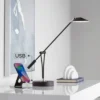360 Lighting Modern Desk Table Lamp With USB Charging Port LED 20" High Satin Black Metal Adjustable Arm For Bedroom Office