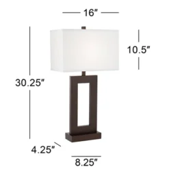 360 Lighting Marshall 30 1/4" Tall Open Window Large Modern End Table Lamps Set Of 2 Brown Bronze Finish White Shade Living Room Bedroom Bedside -360 Lighting GUEST 062ef732 9a39 472b a22b 0485425dbcbe