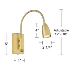 360 Lighting Lido Modern Wall Lamps Set Of 2 Warm Gold Plug-in Fixture LED Adjustable Gooseneck Arm For Bedroom Reading Living Room Hallway House Home -360 Lighting GUEST 0728d68f d1d4 4957 b4c7 3a13b1976d38