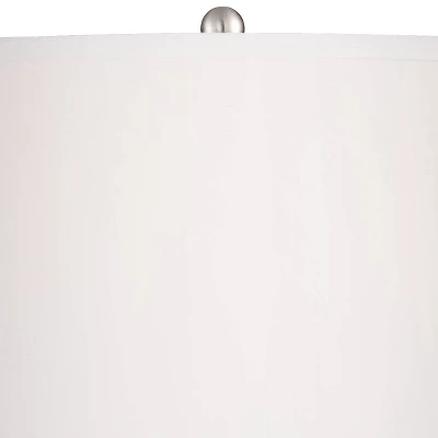 360 Lighting Stella Modern Coastal Table Lamp 30" Tall Fluted Blue Ribbed Glass White Drum Shade For Bedroom Living Room Bedside Nightstand Office 2 360 Lighting Stella Modern Coastal Table Lamp 30" Tall Fluted Blue Ribbed Glass White Drum Shade For Bedroom Living Room Bedside Nightstand Office - Image 2