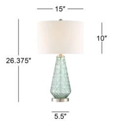 360 Lighting Julia Modern Table Lamp 26 1/2" High Green Glass White Drum Shade For Bedroom Living Room Bedside Nightstand Office Kids Family House -360 Lighting GUEST 07a3fe97 8689 4fc7 bbad 35d896246f68