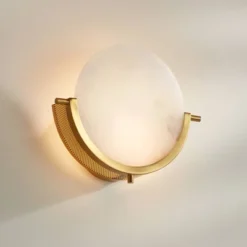 360 Lighting Barranco 9 1/2" Warm Gold And Alabaster LED Wall Sconce