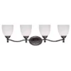 360 Lighting 31 3/4" Wide 4-Light Bronze And White Glass Bath Light
