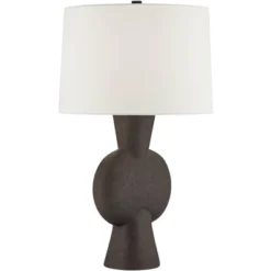 360 Lighting Louise 26 1/2" Tall Gourd Modern Table Lamp Matte Brown Single White Shade Living Room Bedroom Bedside Nightstand House Office Home -360 Lighting GUEST 0a4b6f29 e52e 4836 9b0c 8b0eb451f524