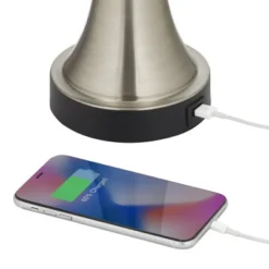 360 Lighting Seymore Modern Table Lamps 26" High Set Of 2 Silver With USB Charging Port LED Touch On Off White Drum Shade For Bedroom Living Room Desk -360 Lighting GUEST 0c689184 7af5 4535 9003 8a3d1be4603c