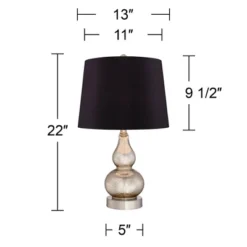 360 Lighting Castine Modern Accent Table Lamps 22" High Set Of 2 Mercury Glass With USB Charging Port Black Faux Silk Shade For Bedroom Bedside Desk -360 Lighting GUEST 0cbd3f6b dd66 4ef8 a42c e08a423ae45a