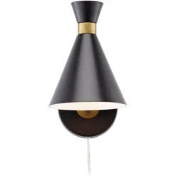 360 Lighting Modern Wall Lamp With USB Port Matte Black Brass Plug-In 6 1/4" Light Fixture Cone Shade For Bedroom Bedside House Reading -360 Lighting GUEST 0cde0a6d 0c31 45c2 8044 2551e1ca960b 1