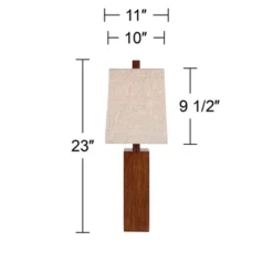 360 Lighting Modern Rustic Accent Table Lamps 23" High Set Of 2 Faux Wood Rectangular Block Brown Tan Fabric Shade For Bedroom Living Room House Home -360 Lighting GUEST 0ce6fda8 cd62 45f6 9b23 dbc097801752