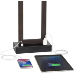 360 Lighting Todd Modern Table Lamp 30" Tall Bronze Rectangular With USB And AC Power Outlet In Base Oatmeal Fabric Shade For Living Room Office House -360 Lighting GUEST 0d9b5a5f ec91 4f07 9489 4d73016aff8d