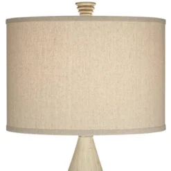 Pacific Coast Lighting Adelis 31" Tall Large Geometric Modern End Table Lamp Beige Faux Bleached Wood Finish Single Living Room Bedroom Bedside House -360 Lighting GUEST 0e713778 24f0 4660 851f fd4b226722d8