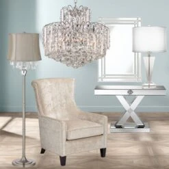 360 Lighting Chandelier Floor Lamp 62.5" Tall Satin Steel Chrome Crystals Gray Fabric Drum Shade For Living Room Reading Bedroom Office 5 360 Lighting Chandelier Floor Lamp 62.5" Tall Satin Steel Chrome Crystals Gray Fabric Drum Shade For Living Room Reading Bedroom Office -360 Lighting GUEST 0f80e725 c636 4d47 a6d7 bb7f8081946c
