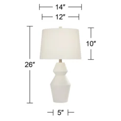 360 Lighting Modern Table Lamps 26" High Set Of 2 White Gourd Fabric Tapered Drum Shade For Bedroom Living Room House Home Bedside Nightstand Office -360 Lighting GUEST 10b791ab fe56 407f a701 dd9eee1b1ed2