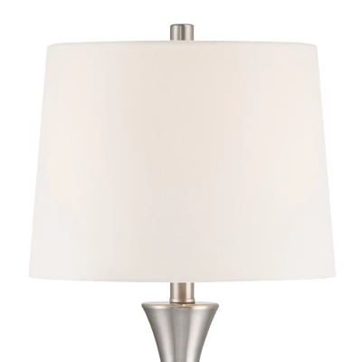 360 Lighting Koncave 24 1/2" High Modern Table Lamps Set Of 2 Silver Brushed Nickel Finish Metal White Shade Living Room Bedroom Bedside Nightstand 2 360 Lighting Koncave 24 1/2" High Modern Table Lamps Set Of 2 Silver Brushed Nickel Finish Metal White Shade Living Room Bedroom Bedside Nightstand - Image 2