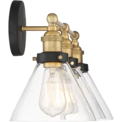 360 Lighting Burke Industrial Wall Light Black Brass Hardwire 28" 3-Light Fixture Clear Glass Shade For Bedroom Bathroom Vanity Reading Living Room 12 360 Lighting Burke Industrial Wall Light Black Brass Hardwire 28" 3-Light Fixture Clear Glass Shade For Bedroom Bathroom Vanity Reading Living Room -360 Lighting GUEST 1267f7a0 3a85 4bcd 9e46 70053551945e