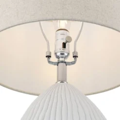 360 Lighting Lara 23" High Small Modern Coastal Accent Table Lamp Sand White Finish Single Oatmeal Shade Living Room Bedroom Bedside Nightstand House -360 Lighting GUEST 128d92a0 8651 48ac aec5 28a439f8936e