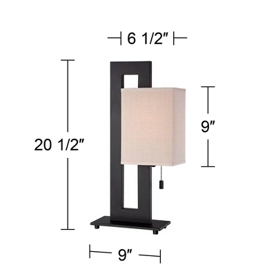 360 Lighting Modern Accent Table Lamp 20.5" High Espresso Bronze Floating Rectangular Oatmeal Box Shade For Living Room Family Bedroom 3 360 Lighting Modern Accent Table Lamp 20.5" High Espresso Bronze Floating Rectangular Oatmeal Box Shade For Living Room Family Bedroom - Image 3