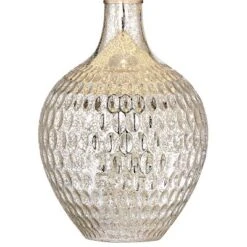 360 Lighting Waylon Modern Table Lamp 28" Tall Mercury Glass With Table Top Dimmer Off White Drum Shade For Bedroom Living Room Bedside Nightstand -360 Lighting GUEST 13333ea0 a588 468e be12 577ee9e7e670