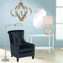 360 Lighting Waylon Modern Table Lamp 28" Tall Textured Mercury Glass Off White Tapered Drum Shade For Bedroom Living Room Bedside Nightstand Office -360 Lighting GUEST 149f8c89 867f 40da 8113 240f6d01df0c