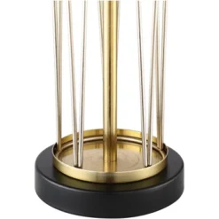 360 Lighting Nathan Modern Table Lamps 25 1/2" High Set Of 2 Gold Metal With USB Charging Ports Black Drum Shade For Bedroom Living Room Home Desk -360 Lighting GUEST 14c089bb 534a 486d 9763 cb4633e112ac