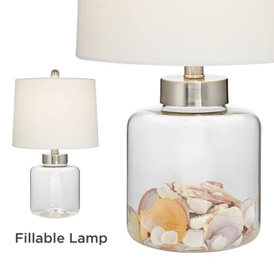 360 Lighting Coastal Accent Table Lamps 20.5" High Set Of 2 Small Clear Glass Fillable Shells White Drum Shade For Living Room Family Bedroom 4 360 Lighting Coastal Accent Table Lamps 20.5" High Set Of 2 Small Clear Glass Fillable Shells White Drum Shade For Living Room Family Bedroom - Image 4