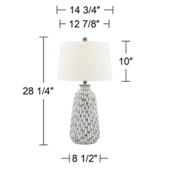 360 Lighting Carlton Modern Table Lamps 28 1/4" Tall Set Of 2 Gray Wash Off White Fabric Drum Shade For Bedroom Living Room Bedside Nightstand Office -360 Lighting GUEST 177388b1 59dd 49d0 91d2 332fdefda2f3