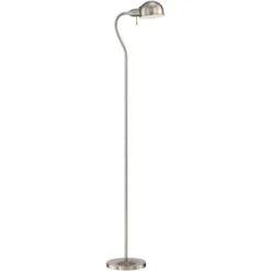 360 Lighting Ridley Modern Floor Lamp Standing 61" Tall Satin Nickel Metal Adjustable Gooseneck Arm For Living Room Reading Bedroom Office House Home -360 Lighting GUEST 179f70eb 8d17 4cd9 a92e 330e4e486357