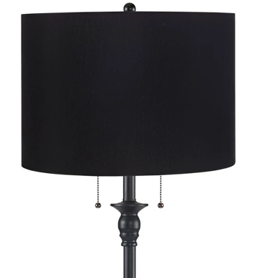 360 Lighting Dyna Traditional 58" Tall 2-Light Standing Floor Lamp Skinny Pole Pull Chain Black Finish Living Room Bedroom House Hardback Black Shade 1 360 Lighting Dyna Traditional 58" Tall 2-Light Standing Floor Lamp Skinny Pole Pull Chain Black Finish Living Room Bedroom House Hardback Black Shade