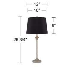 360 Lighting Lynn Country Cottage Buffet Table Lamps 26 3/4" High Set Of 2 Light Beige Wood Black Faux Silk Drum Shade For Bedroom Living Room Office -360 Lighting GUEST 1842fd8b 21e3 4989 b067 229744a866b7