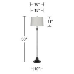 360 Lighting Dyna Traditional 58" Tall 2-Light Standing Floor Lamp Skinny Pole Pull Chain Black Finish Living Room Bedroom House Linen Off-White Shade -360 Lighting GUEST 188d076b 94b8 4cd9 9dd8 d86d3e839fb2