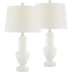 360 Lighting 25 1/4" High Vase Modern Table Lamps Set Of 2 White Living Room Bedroom Bedside Nightstand House Office Home Reading Kitchen Entryway
