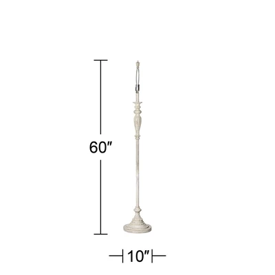 360 Lighting Vintage Chic Floor Lamp 60" Tall Antique White Washed Ivory Brocade Fabric Bell Shade For Living Room Reading Bedroom Office 6 360 Lighting Vintage Chic Floor Lamp 60" Tall Antique White Washed Ivory Brocade Fabric Bell Shade For Living Room Reading Bedroom Office - Image 6