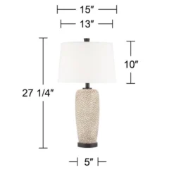 360 Lighting Anna Modern Coastal Table Lamps 27 1/4" Tall Set Of 2 Beige White Tapered Drum Shade For Bedroom Living Room Bedside Nightstand Office -360 Lighting GUEST 191a4d73 cc98 4302 a90e a0e2fcbc9673