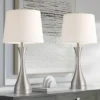 360 Lighting Koncave 24 1/2" High Modern Table Lamps Set Of 2 Silver Brushed Nickel Finish Metal White Shade Living Room Bedroom Bedside Nightstand