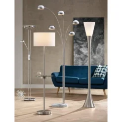 360 Lighting Perseus Modern Torchiere Floor Lamp With Reading Light 71 3/4" Tall Chrome Silver Metal LED Adjustable For Living Room Bedroom House Home -360 Lighting GUEST 1b82715a 7bee 4419 9af3 406a6342b315