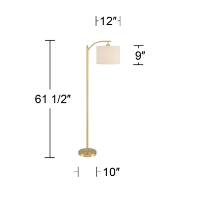 360 Lighting Modern Downbridge Floor Lamp 61 1/2" Tall Warm Gold Metal Off-White Linen Drum Shade For Living Room Reading Bedroom 6 360 Lighting Modern Downbridge Floor Lamp 61 1/2" Tall Warm Gold Metal Off-White Linen Drum Shade For Living Room Reading Bedroom - Image 6
