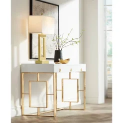 360 Lighting Marshall Modern Table Lamp 30" Tall Gold Open Base Oatmeal Rectangular Shade For Bedroom Living Room Bedside Nightstand Office House Home -360 Lighting GUEST 1dfac150 093a 4c37 8709 f0445ad4900d