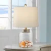 360 Lighting Coastal Accent Table Lamp With Table Top Dimmer Fillable 20.5" High Clear Glass Canister Off White Drum For Living Room Bedroom