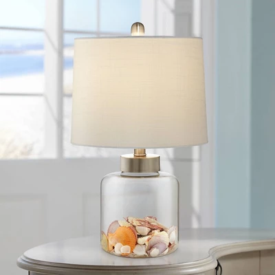 360 Lighting Coastal Accent Table Lamp With Table Top Dimmer Fillable 20.5" High Clear Glass Canister Off White Drum For Living Room Bedroom 1 360 Lighting Coastal Accent Table Lamp With Table Top Dimmer Fillable 20.5" High Clear Glass Canister Off White Drum For Living Room Bedroom