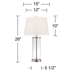 360 Lighting Coastal Table Lamps 26" High Set Of 2 Clear Glass Fillable Steel White Tapered Shade For Living Room Family Bedroom Bedside -360 Lighting GUEST 21612943 b951 4630 866e f2a519f56c8f