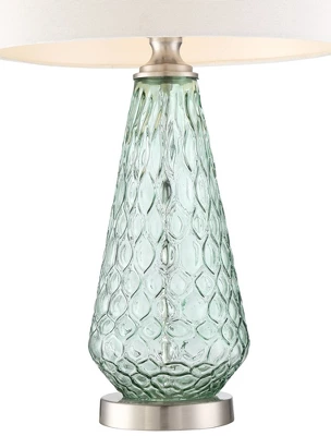 360 Lighting Julia 26 3/8" Tall Modern Coastal Table Lamps Set Of 2 Seafoam Green Glass Living Room Bedroom Bedside Nightstand House Off-White Shade 3 360 Lighting Julia 26 3/8" Tall Modern Coastal Table Lamps Set Of 2 Seafoam Green Glass Living Room Bedroom Bedside Nightstand House Off-White Shade - Image 3