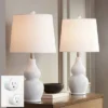 360 Lighting Jane 25" High Mid Century Modern Table Lamps Set Of 2 WiFi Smart Socket White Ceramic Living Room Bedroom Bedside Nightstand Office Home