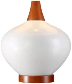 360 Lighting Brice 23" High Small Mid Century Modern Accent Table Lamps Set Of 2 Ivory Wood Ceramic Living Room Bedroom Bedside Off-White Shade -360 Lighting GUEST 22ee6a9a 1307 4f04 b7de 17b3a6322925