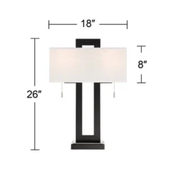 360 Lighting Neil Modern Rustic Table Lamp 26" High Black Metal With USB Charging Port White Rectangular Shade For Bedroom Living Room Bedside Desk -360 Lighting GUEST 249b76df c4e3 4773 8e38 002a6115fa7e