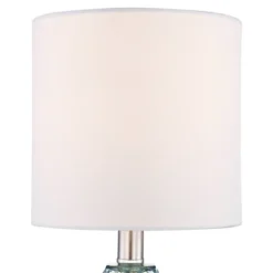 360 Lighting Rita Modern Accent Table Lamps Set Of 2 With Round Risers 18 1/2" High Blue Green Glass White Shade For Bedroom Living Room Bedside Kids