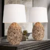 360 Lighting Nantucket 26" High Coastal Modern Farmhouse Rustic Table Lamps Set Of 2 Natural Seagrass Living Room Bedroom Bedside White Shade