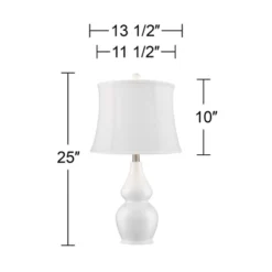 360 Lighting Jane Modern Table Lamps 25" High Set Of 2 White Ceramic Softback Fabric Drum Shade For Bedroom Living Room Bedside Nightstand Office Home -360 Lighting GUEST 29f08fff 4cc6 4668 ae3c 3990aff0ae90