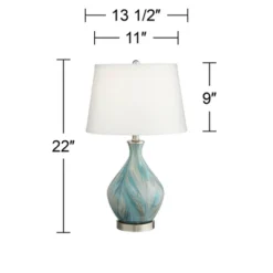 360 Lighting Cirrus Modern Accent Table Lamp 22" High Blue Gray Glazed Art Glass Off White Drum Shade For Bedroom Living Room Bedside Nightstand Kids -360 Lighting GUEST 2a119df7 f558 4328 9cb8 78f984355cec 1