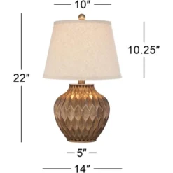 360 Lighting Modern Accent Table Lamps 22" High Set Of 2 Warm Bronze Geometric Urn Tapered Drum Shade For Living Room Family Bedroom Office -360 Lighting GUEST 2a1d6bdb 6b16 4af6 911c 9e4b477a8b6d