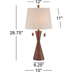 360 Lighting Omar Modern Modern Mid Century Table Lamps 28 3/4" Tall Set Of 2 Brown Wood Oatmeal Tapered Drum Shade For Bedroom Living Room Bedside -360 Lighting GUEST 2ad7bf49 f482 40ce aa63 084fc4b98f1d