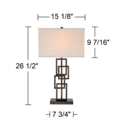 360 Lighting Kory Industrial Table Lamp 29" Tall Bronze Metal With USB Charging Port Rectangular Shade For Bedroom Living Room Bedside Nightstand Kids -360 Lighting GUEST 2ae6670d dbcc 4eb5 932b 8d66acfa5579